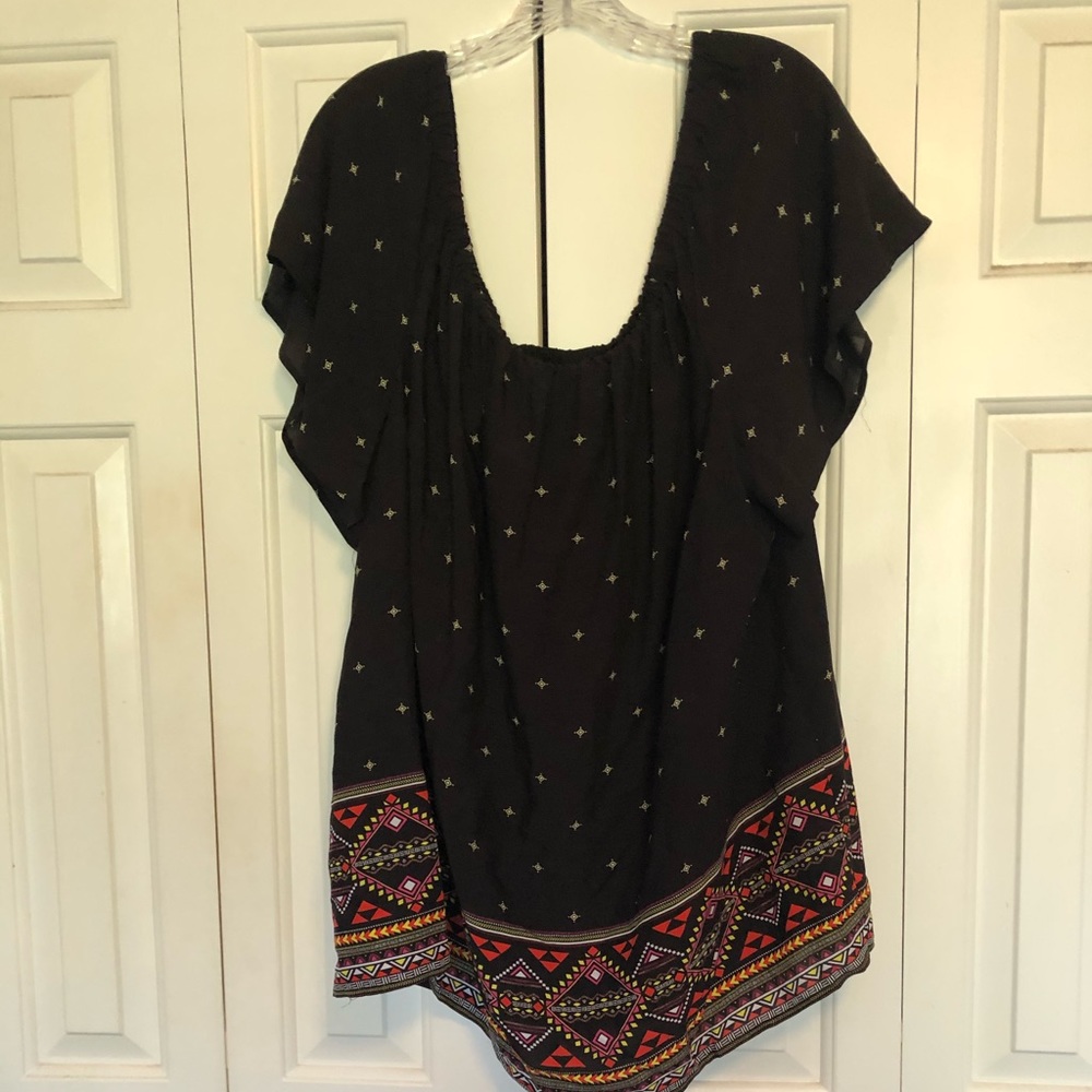 Black/ Aztec Off Shoulder Top